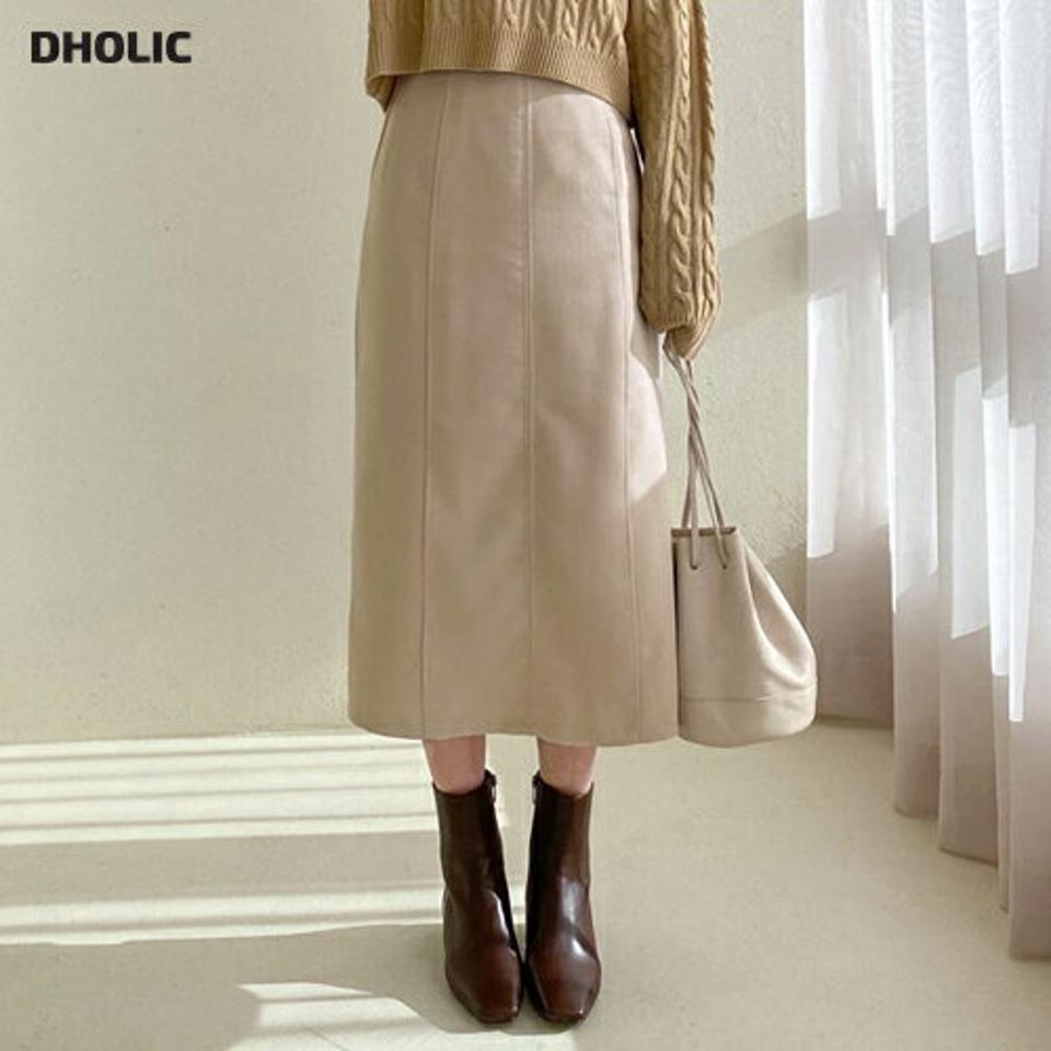 Hラインスカート・全3色・t56552 レディース 【sk】【韓国 ファッション ボトムス スカート ロング 台型 Hライン サイドファスナー スリット 無地 スリム 細身 バックゴム デイリー カジュアル 秋 冬】