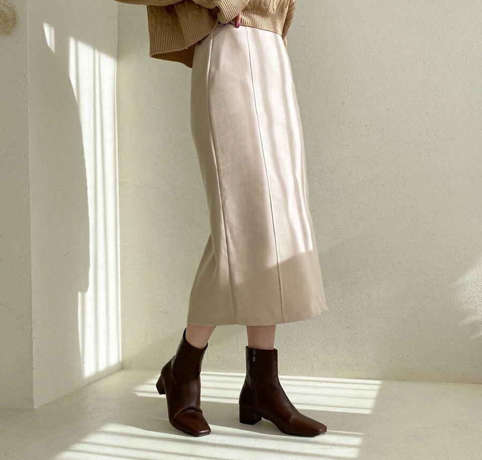 Hラインスカート・全3色・t56552 レディース 【sk】【韓国 ファッション ボトムス スカート ロング 台型 Hライン サイドファスナー スリット 無地 スリム 細身 バックゴム デイリー カジュアル 秋 冬】