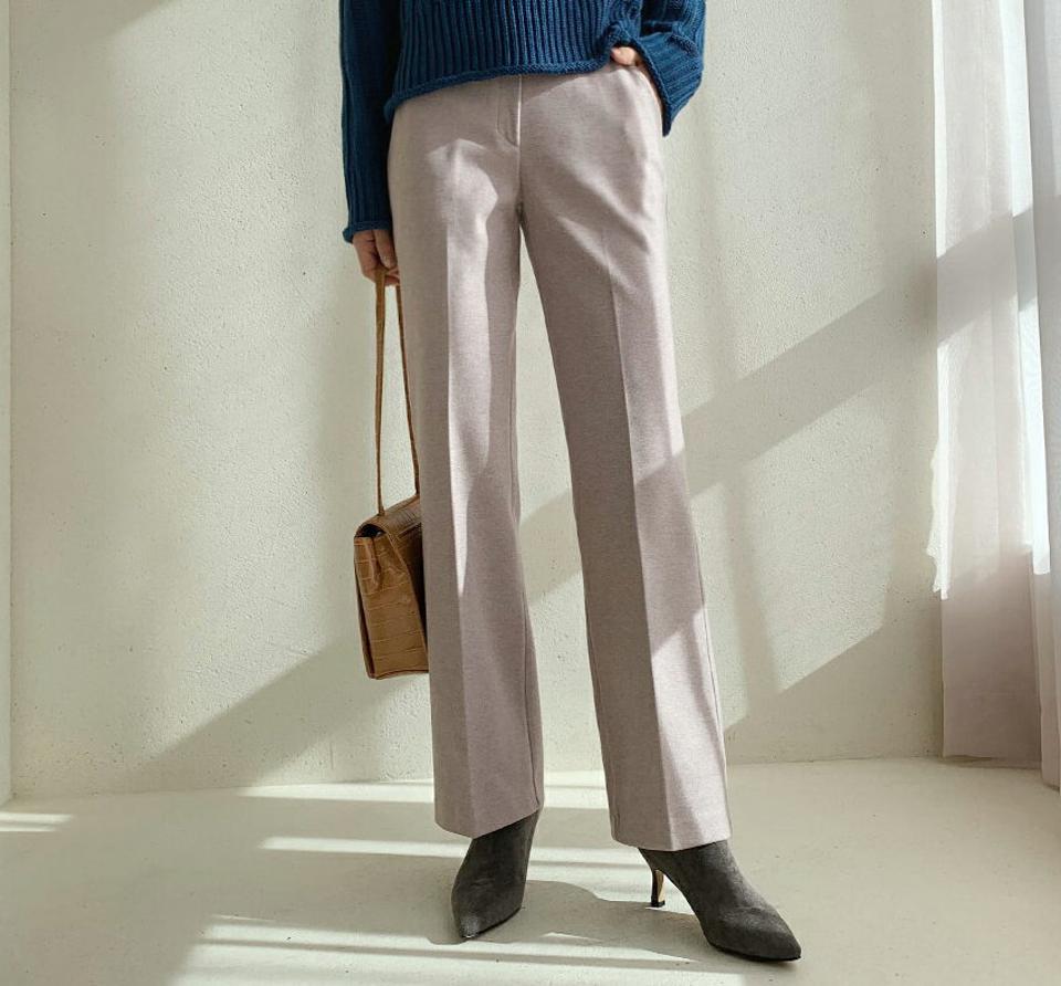 裏起毛ブーツカットスラックス・全3色・t56555 レディース 【pt】【韓国 ファッション ボトムス パンツ ロング セミブーツカット スリム 細身 スラックス ハイウエスト オフィスカジュアル 10分丈 保温性 裏起毛 サイドポケット カジュアル 秋 冬】