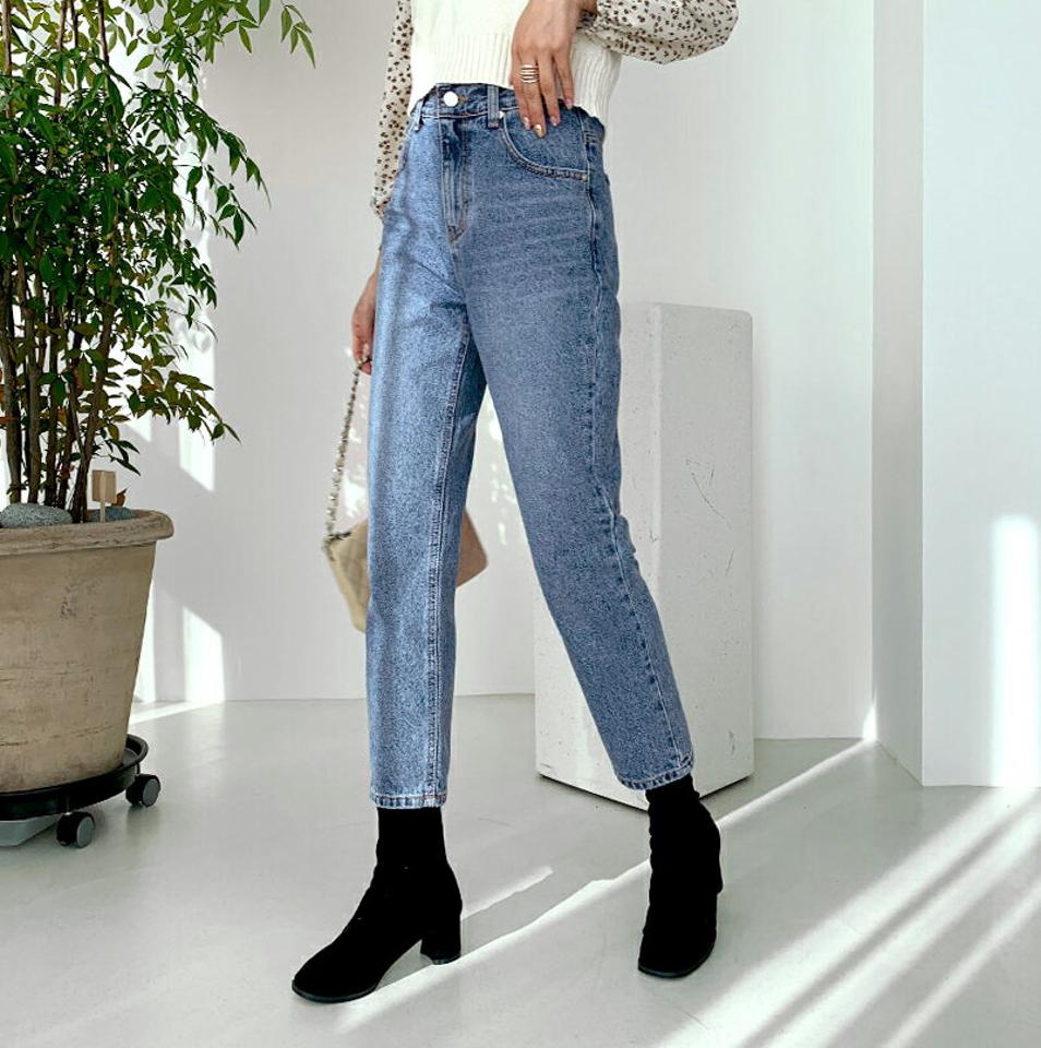 クロップドデニムパンツ・全1色・t56541 レディース 【pt】【韓国 ファッション ボトムス デニム パンツ ロング フォルム スキニー 細身 ポケット付き スリム ベーシック デイリー ボタン ファスナー ベルトループ カジュアル 秋 冬】