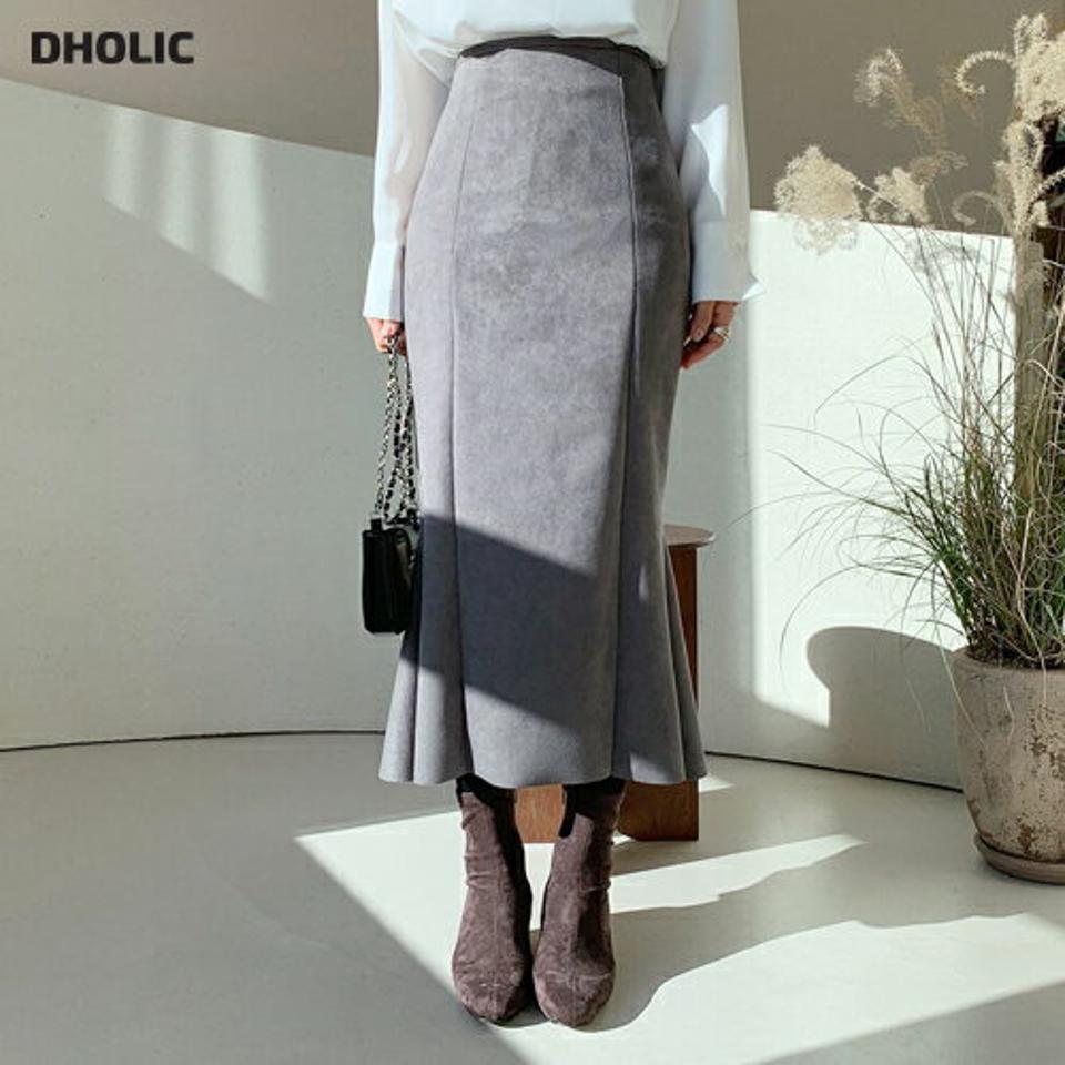 スエード調マーメイドスカート・全3色・t56553 レディース 【sk】【韓国 ファッション ボトムス スカート ロング スエード バックファスナー スリム フィット 柔らかい マーメイドスカート 細身 タイト 無地 上品 エレガント 大人 カジュアル 秋 冬】