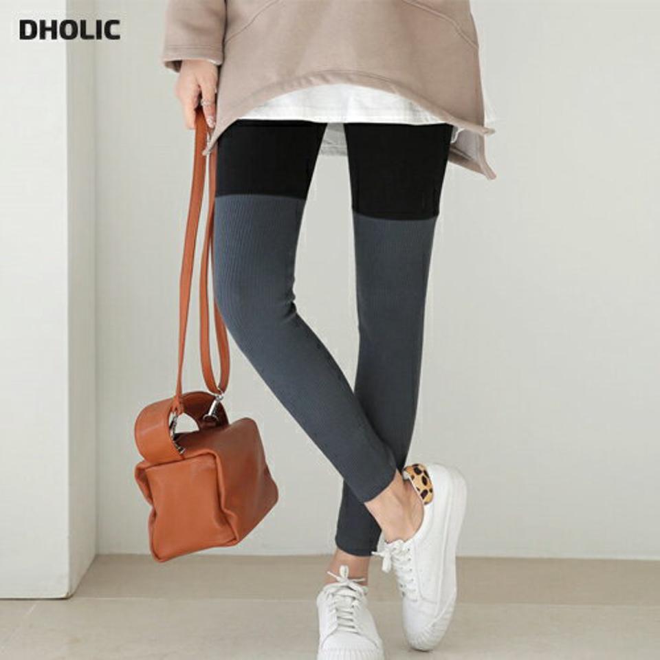 配色リブレギンス・全3色・t65934 レディース 【pt】【レギンス パンツ ズボン ロングパンツ リブレギンス リブ 配色 カジュアル ラフ フィット スポーツ スポーティー 秋 冬 韓国 ファッション】【ハイホリHIHOLLI】