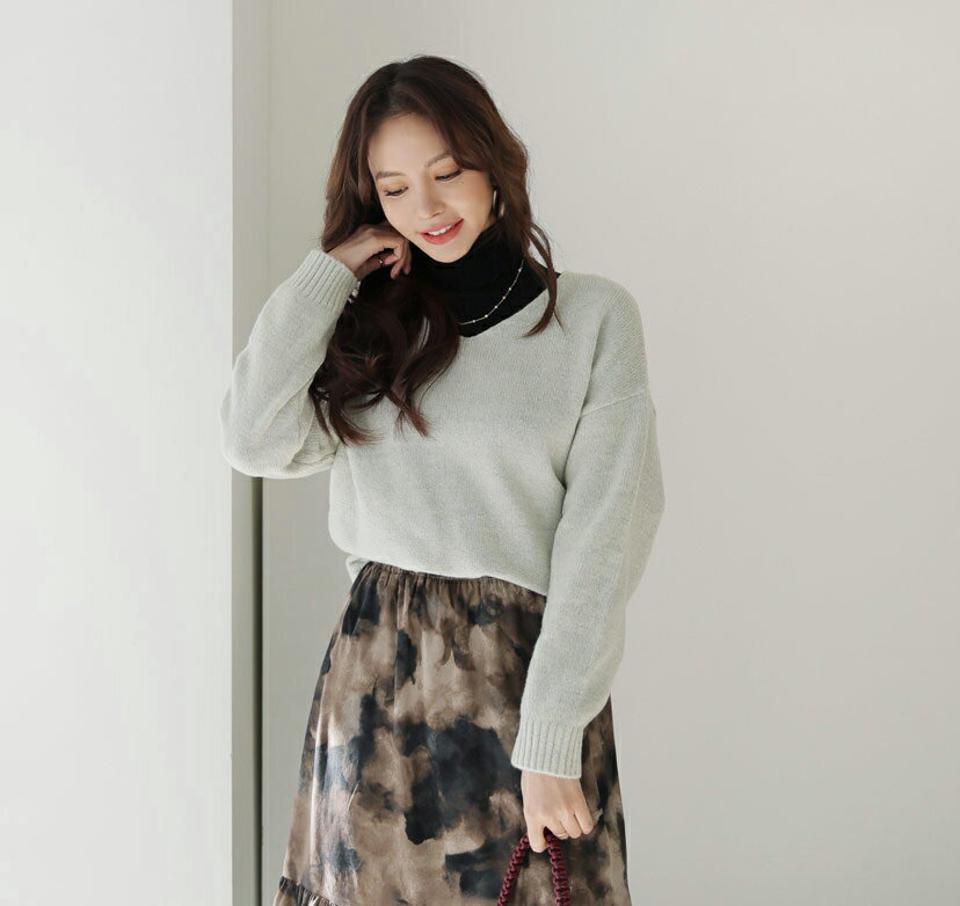 Vネックルーズニット・全4色・t65915 レディース 【tops】【トップス ニット ニットトップス 長袖 ルーズ ゆったり Vネック ラフ 単色 無地 シンプル カジュアル 大人 ウール 秋 冬 韓国 ファッション】【ハイホリHIHOLLI】