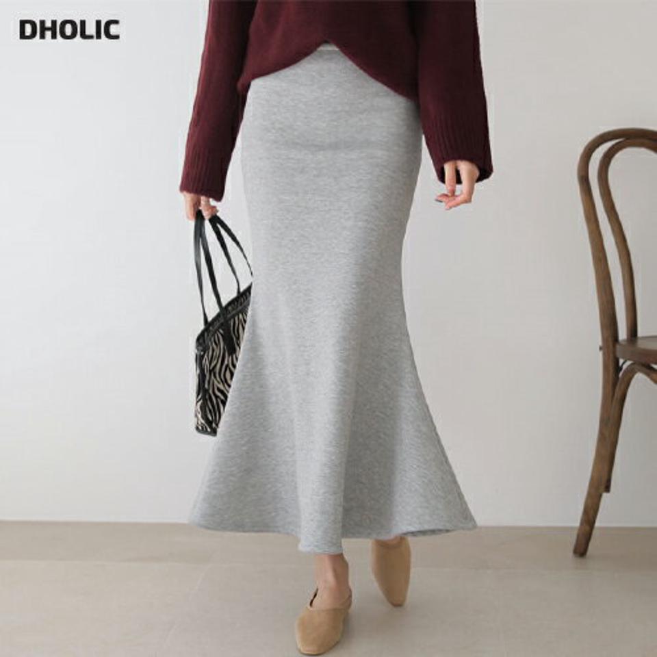 裏起毛マーメイドスカート・全3色・b65932 レディース 【sk】【スカート ロング ロングスカート マーメイドスカート マーメイド 単色 無地 シンプル きれいめ ラフ 裏起毛 ウエストゴム スウェット 冬 韓国 ファッション】【ハイホリHIHOLLI】