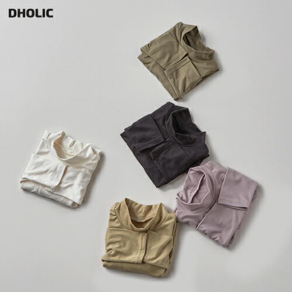ハーフネックTシャツ(junior)・u10695 キッズ 【9~17才】【tops】【韓国 ファッション トップス Tシャツ カットソー 長袖 スリム 細身 タイト 無地　女の子 男の子 くすみ キッズ こども 子供 子供服 通学 低学年 小学生 ジュニア 冬】【KIDS】