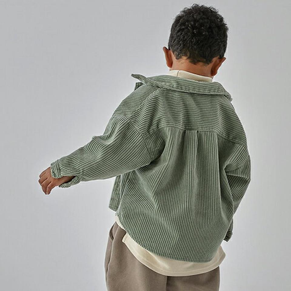 【只今50%OFF】裏起毛コーデュロイシャツ(kids)・u10681 キッズ【3~8才】【bl】【トップス シャツ 長袖 コーデュロイ 単色 シンプル カジュアル ラフ 裏起毛 女の子 男の子 コットン 綿 冬 韓国 韓国子供服 子供 こども 子供服 こども服】【KIDS】【WS】