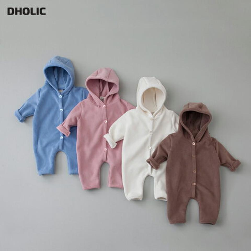 【キッズ30%OFF】ウォームロンパース・u08742 キッズ【0~2才】【bc】【ボディスーツ ボディースーツ 長袖 パンツ ズボン ウォーム 単色 無地 シンプル　フード カジュアル ラフ 女の子 男の子 秋 冬 韓国 韓国子供服 子供 こども 子供服 こども服】【KIDS】