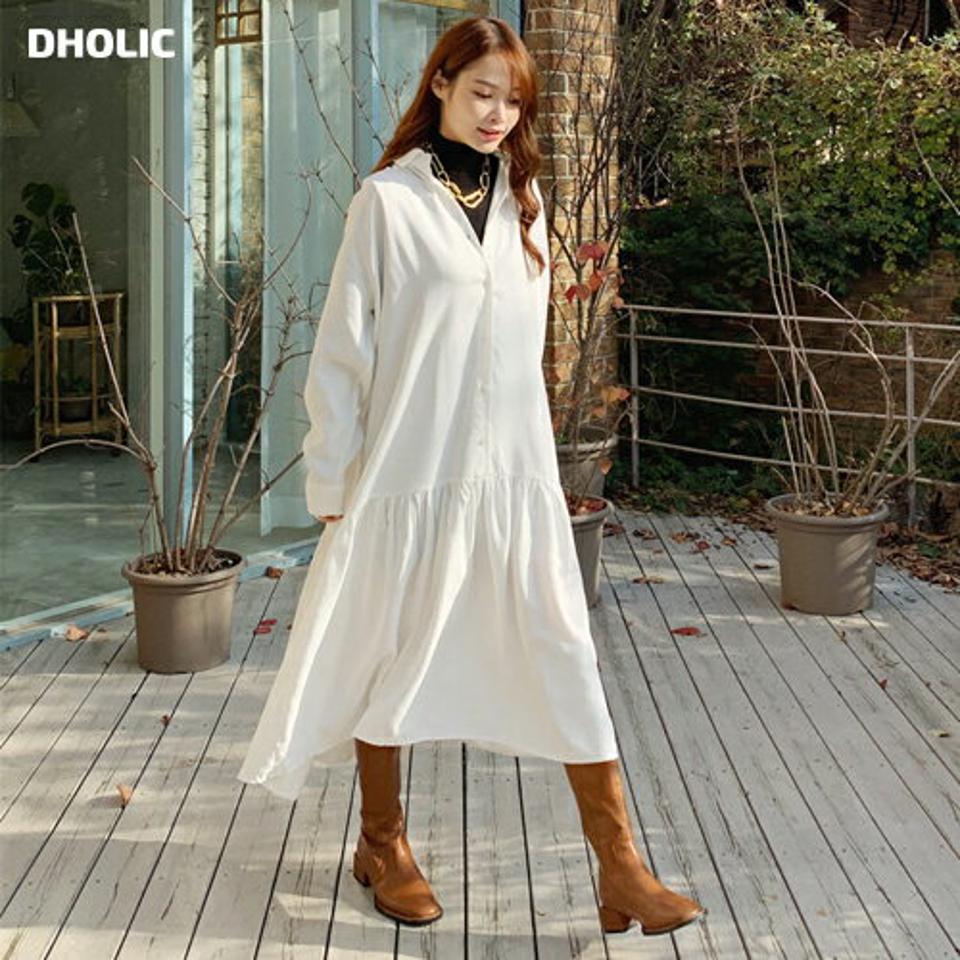 【只今10%OFF】ギャザーシャツワンピース・全2色・t65644 レディース 【ops】【ワンピース ロング ロングワンピース 長袖 ギャザー シャツワンピース シャツワンピ 単色 無地 シンプル ゆったり カジュアル 大人 爽やか 秋 冬 韓国 ファッション】【ハイホリHIHOLLI】