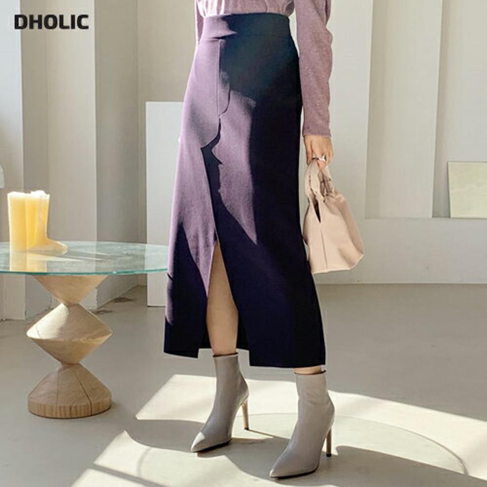 裏起毛ストレッチスカート・全3色・b64698 レディース 【sk】【韓国 ファッション ボトムス スカート ロング Hライン 無地 スリット ウエストゴム スリット バックゴム 裏起毛 保温性 カジュアル 秋 冬】