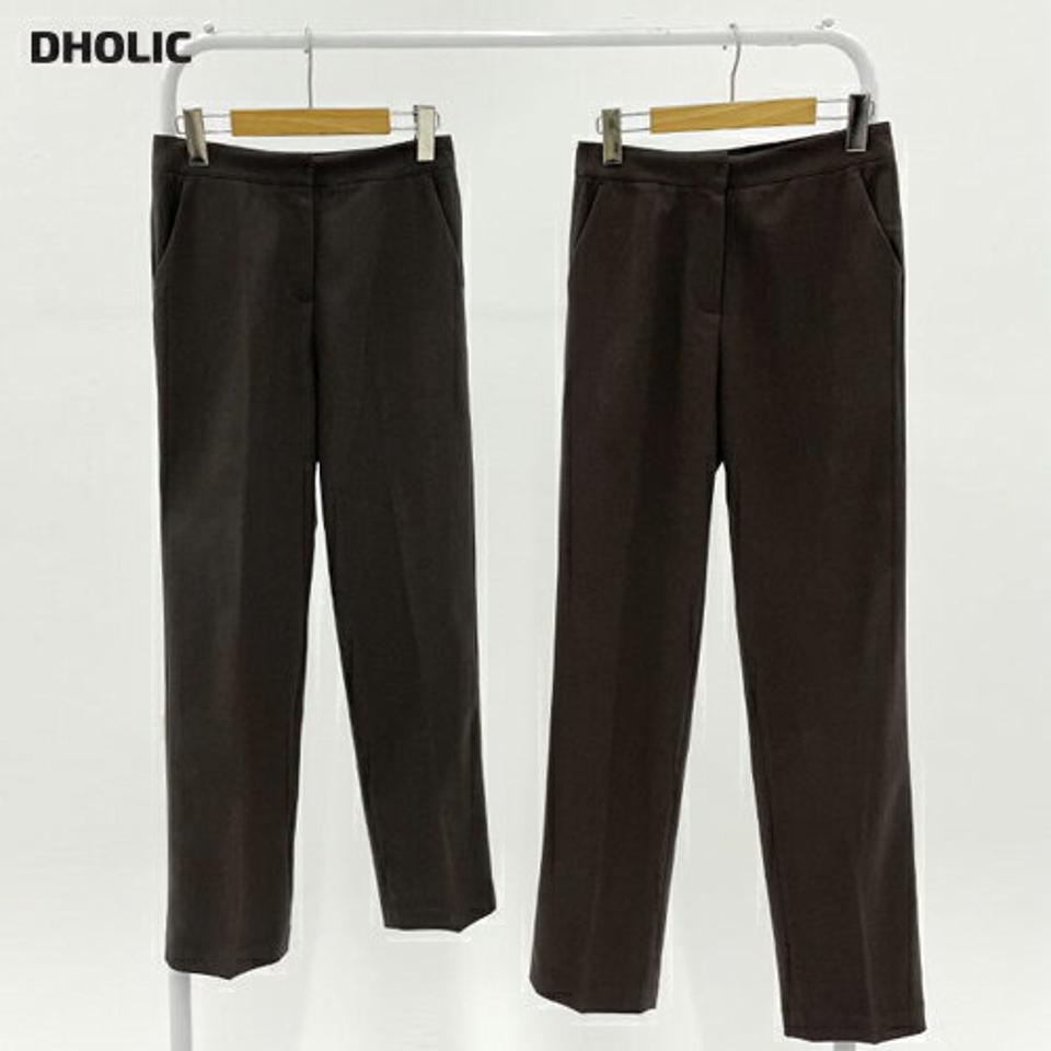 2TYPE起毛スラックス・全4色・b66044 レディース 【pt】【スラックス パンツ ズボン ロングパンツ 起毛 単色 無地 シンプル クロップド丈 柔らかい ストレート オフィスカジュアル 秋 冬 韓国 ファッション】【ハイホリHIHOLLI】