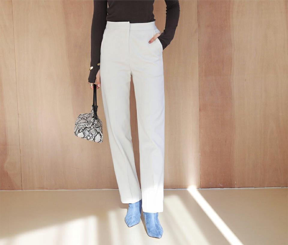 2TYPE起毛スラックス・全4色・b66044 レディース 【pt】【スラックス パンツ ズボン ロングパンツ 起毛 単色 無地 シンプル クロップド丈 柔らかい ストレート オフィスカジュアル 秋 冬 韓国 ファッション】【ハイホリHIHOLLI】