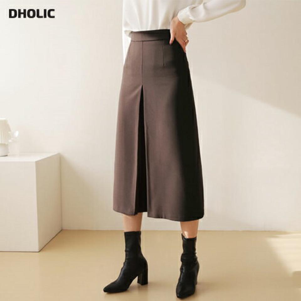 裏起毛タックスカート・全3色・t66037 レディース 【sk】【スカート ミディ丈 ミディスカート タック 裏起毛 Aライン 単色 無地 シンプル 大人 きれいめ 冬 韓国 ファッション】【ハイホリHIHOLLI】