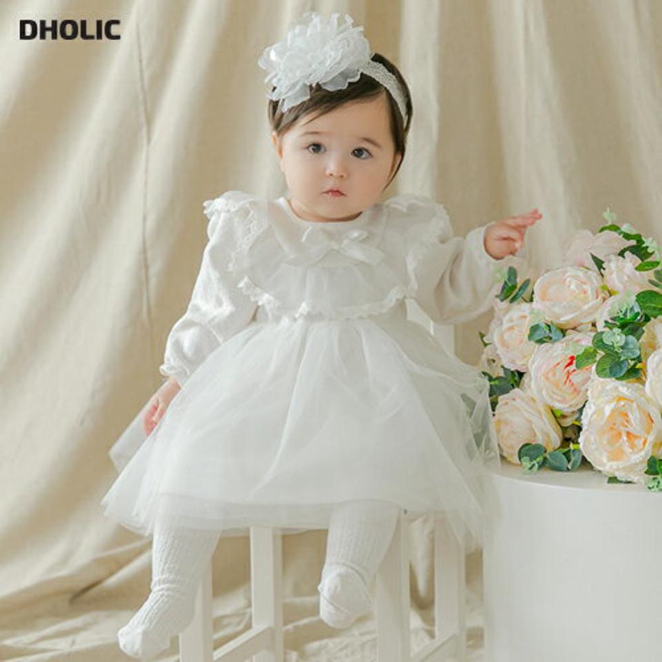 レースドレス・p008866 キッズ【0~2才】【ops】【ワンピース ドレス 結婚式 レース 総レース ふんわり シフォン チュール 長袖 シンプル フリル リボン りぼん 可愛い かわいい 女の子 秋 冬 韓国 韓国子供服 子供 こども 子供服 こども服】【KIDS】