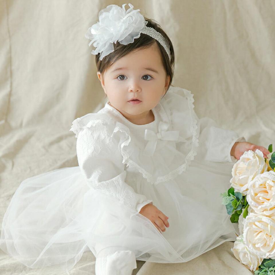 レースドレス・p008866 キッズ【0~2才】【ops】【ワンピース ドレス 結婚式 レース 総レース ふんわり シフォン チュール 長袖 シンプル フリル リボン りぼん 可愛い かわいい 女の子 秋 冬 韓国 韓国子供服 子供 こども 子供服 こども服】【KIDS】