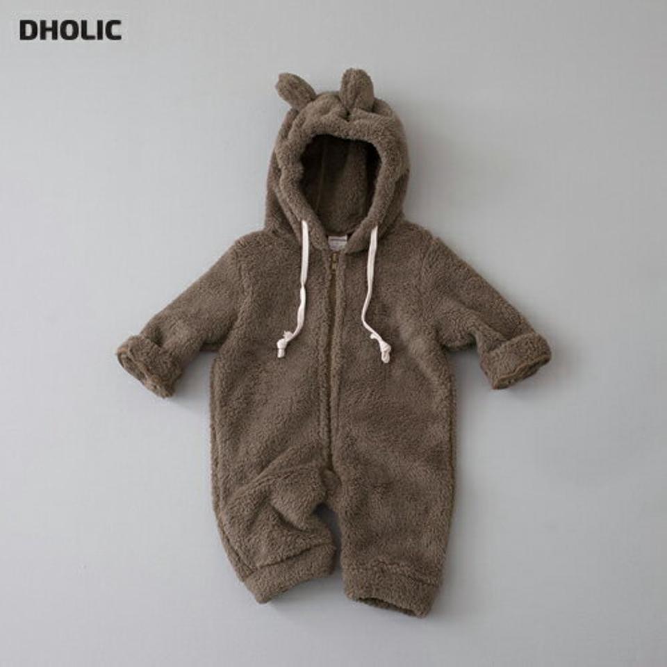 ソフトロンパース・u08736 キッズ【0~2才】【bc】【ロンパース 長袖 ズボン パンツ ソフト 耳 アニマル 動物 可愛い かわいい シンプル カジュアル 女の子 男の子 冬 韓国 韓国子供服 子供 こども 子供服 こども服】【KIDS】