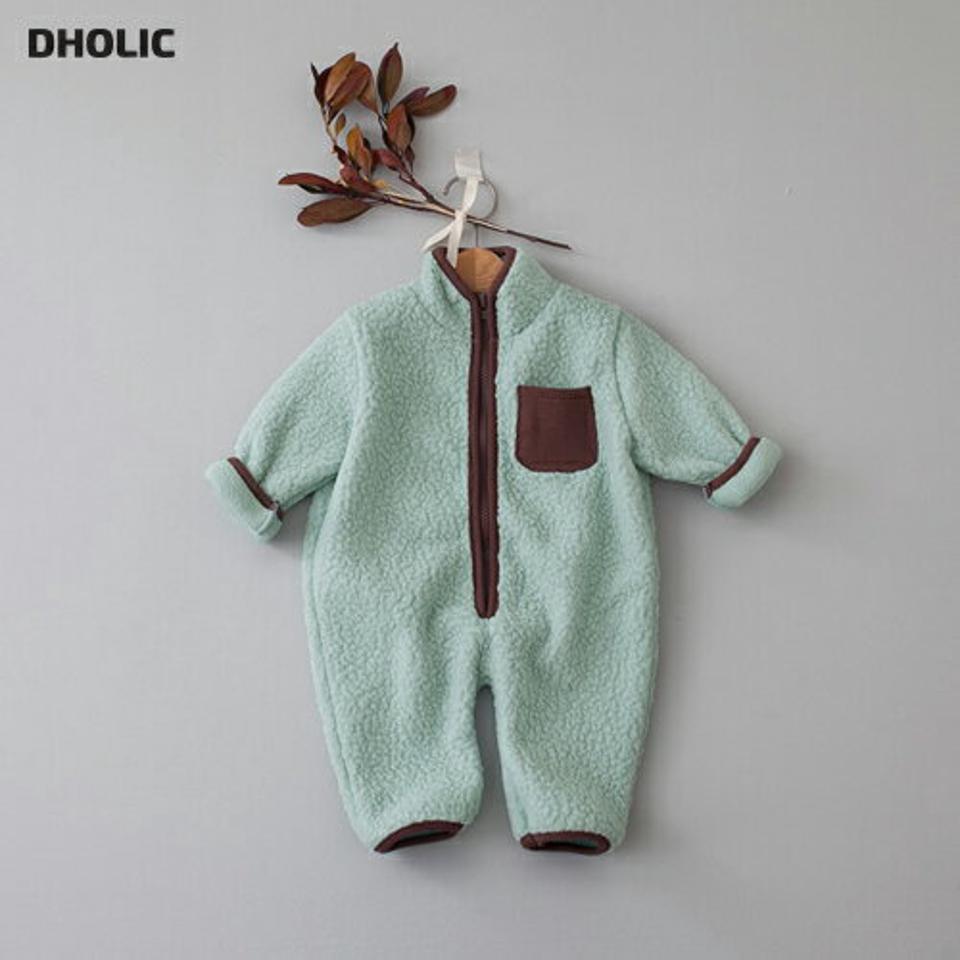 【只今50%OFF】配色ボアロンパース・u08752 キッズ【0~2才】【bc】【ロンパース 新生児 出産祝い プレゼント ボア ボアロンパース 長袖 パンツ ズボン 配色 カジュアル プレゼント 誕生日 女の子 男の子 冬 韓国 韓国子供服 子供 こども 子供服 こども服】【KIDS】【WS】