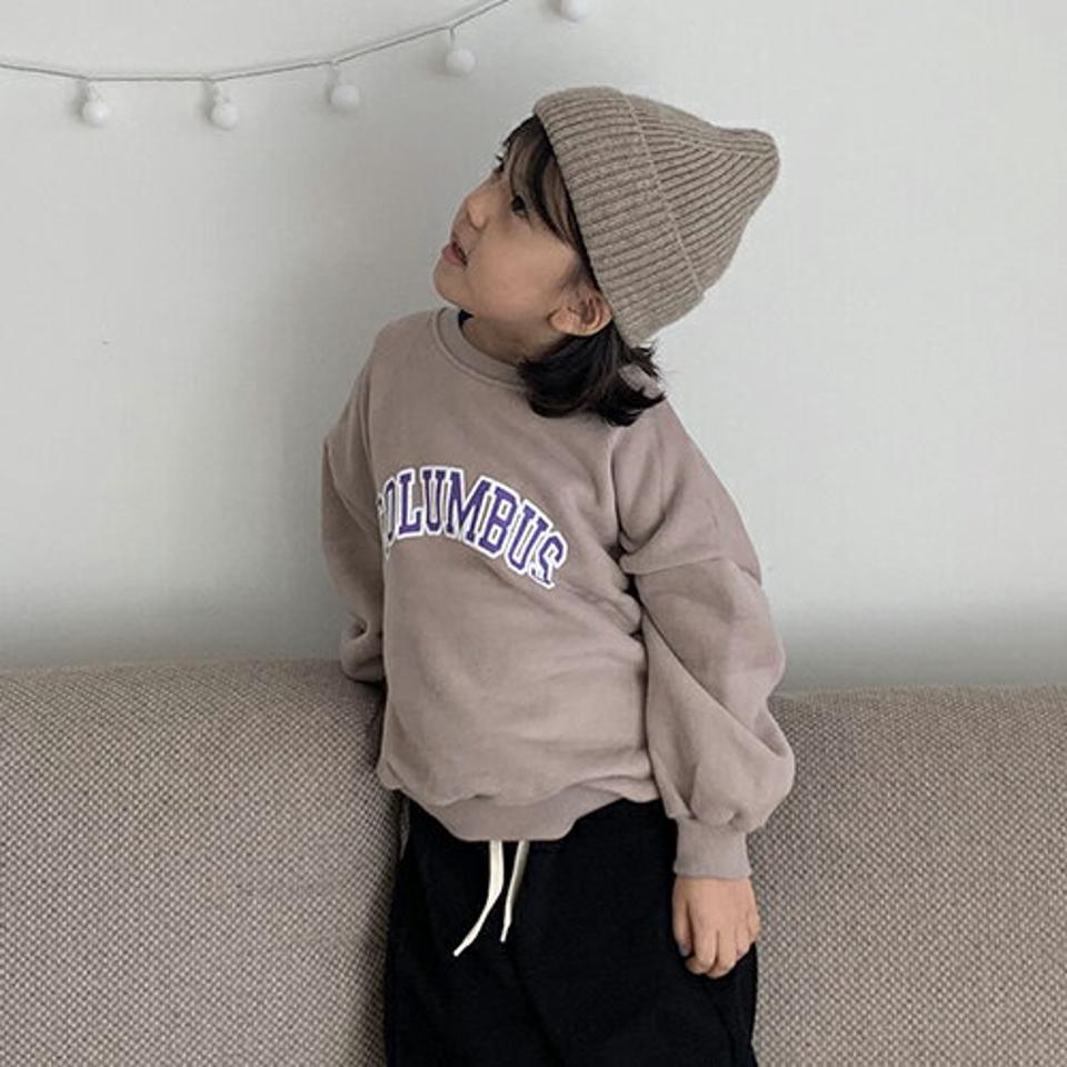 裏起毛コロンブススウェット(kids)・u09507 キッズ【3~8才】【tops】【トップス スウェット トレーナー 長袖 ロゴ ロゴトップス 裏起毛 カジュアル ラフ 女の子 男の子 冬 韓国 韓国子供服 子供 こども 子供服 こども服】【KIDS】