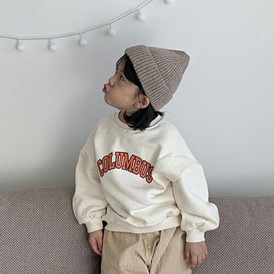 裏起毛コロンブススウェット(kids)・u09507 キッズ【3~8才】【tops】【トップス スウェット トレーナー 長袖 ロゴ ロゴトップス 裏起毛 カジュアル ラフ 女の子 男の子 冬 韓国 韓国子供服 子供 こども 子供服 こども服】【KIDS】