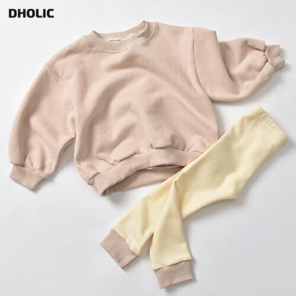 両起毛スウェット上下SET・u09399 キッズ【3~8才】【set】【セットアップ setup トップス 長袖 パンツ ズボン スウェット トレーナー 起毛 裏起毛 両起毛 カジュアル 女の子 男の子 冬 韓国 韓国子供服 子供 こども 子供服 こども服】【KIDS】