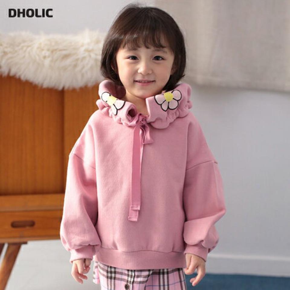 【キッズ30%OFF】裏起毛デイジーネックスウェット・u10220 キッズ 【3~8才】【tops】【韓国 ファッション トップス スウェット トレーナー Tシャツ カットソー 柄 パターン カラー 襟 刺? ハイネック 女の子 キッズ 子供 子供服 幼稚園 通学 通園 低学年 秋 冬】【KIDS】