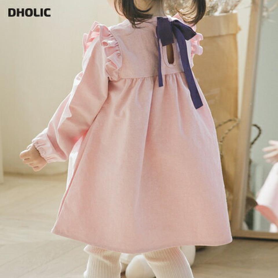 2TYPEバックリボンワンピース・p010536 キッズ 【3~8才】【ops】【韓国 ファッション ワンピース ミディワンピース ミドル ミディアム 膝丈 フレア Aライン 長袖 女の子 キッズ 子供 子供服 幼稚園 通学 通園 低学年 秋 冬】【KIDS】