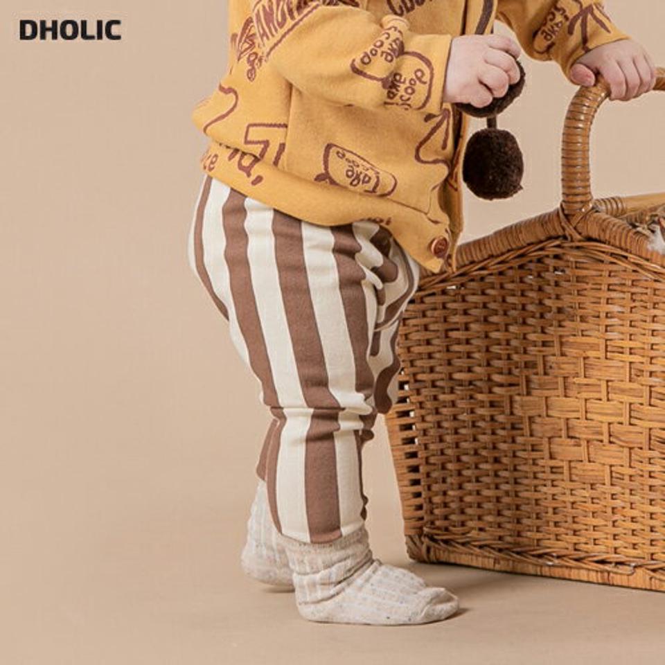 ブラウンストライプレギンス・p008967 キッズ【0~2才】【pt】【レギンス パンツ ズボン ロングパンツ 長ズボン ストライプ柄 カジュアル ブラウン 茶色 ラフ 女の子 男の子 秋 冬 韓国 韓国子供服 子供 こども 子供服 こども服】【KIDS】