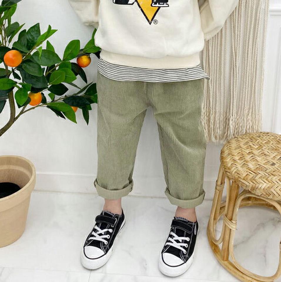 【キッズ30%OFF】コーデュロイパンツ・p010489 キッズ 【3~8才】【pt】【韓国 ファッション ボトムス パンツ ロング テーパード スリム 細身 ウエストゴム リブパンツ 女の子 男の子 キッズ 子供 子供服 幼稚園 通学 通園 低学年 秋 冬】【KIDS】