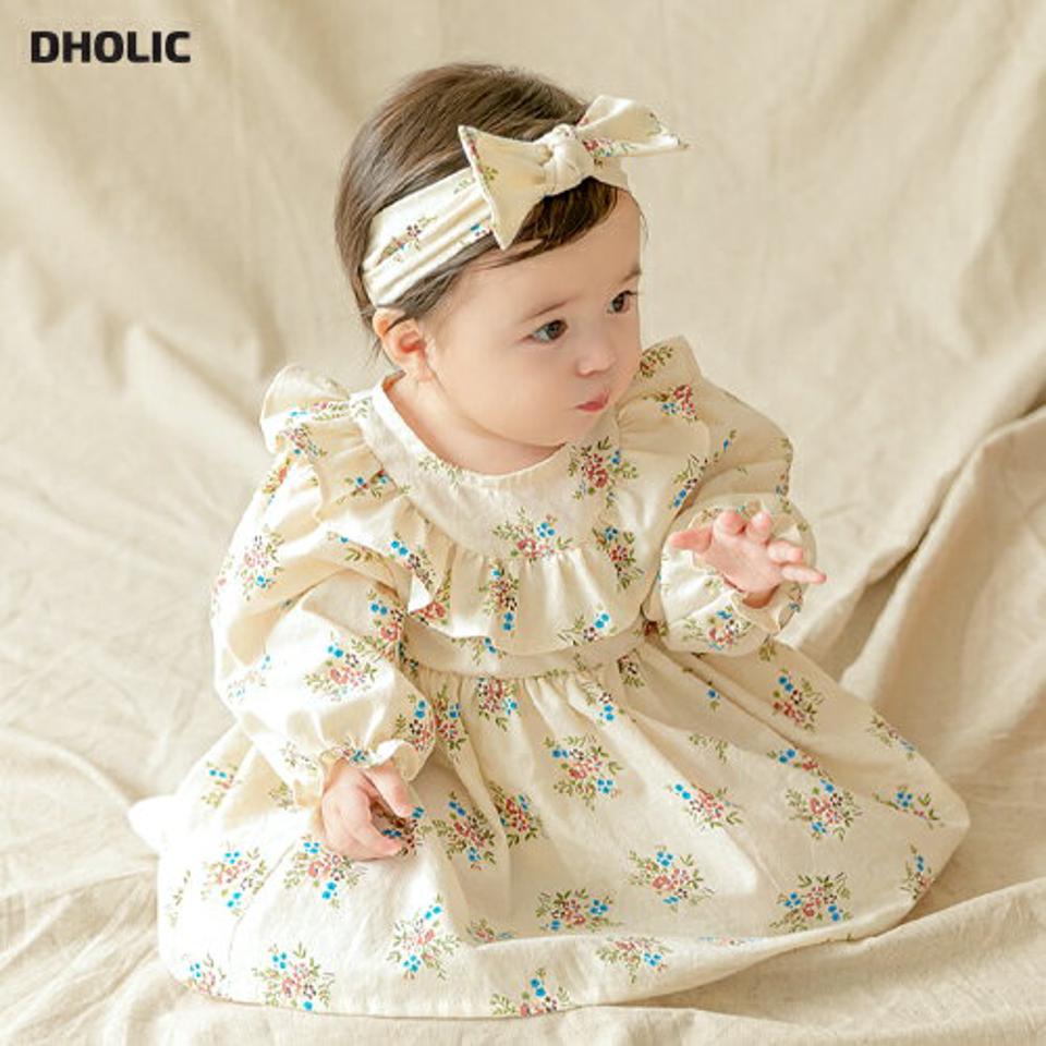 フォレストワンピース・p008956 キッズ【0~2才】【ops】【ワンピース 長袖 ロングワンピース 花柄 フラワー フェミニン 可愛い かわいい 女の子 フリル レトロ 秋 冬 韓国 韓国子供服 子供 こども 子供服 こども服】【KIDS】