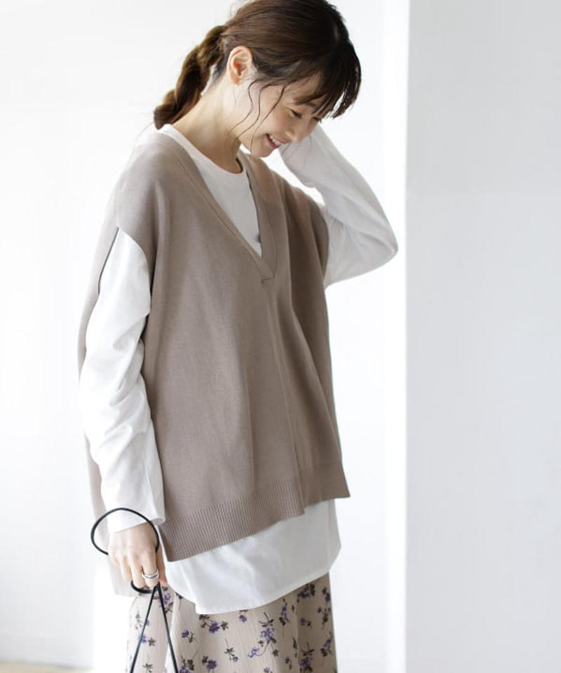B:MING by BEAMS / ロンT付き Vネックベスト 21SS