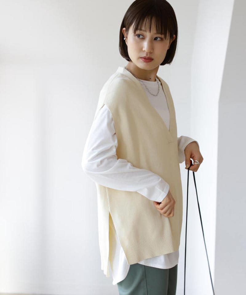 B:MING by BEAMS / ロンT付き Vネックベスト 21SS