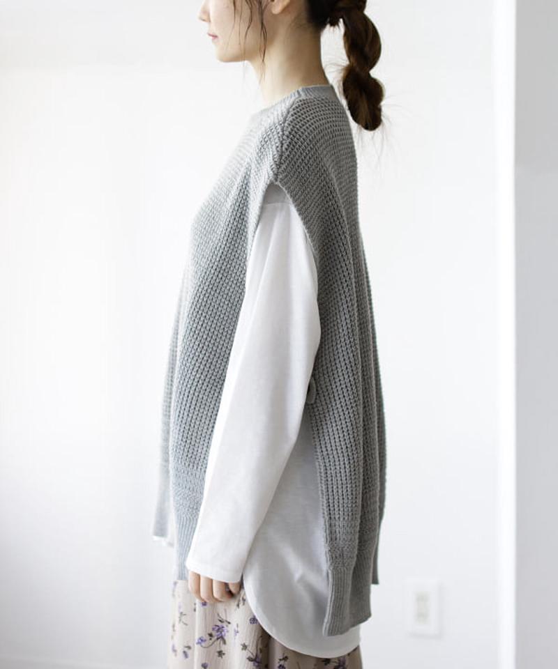 B:MING by BEAMS / タック編み クルーネック ベスト 21SS