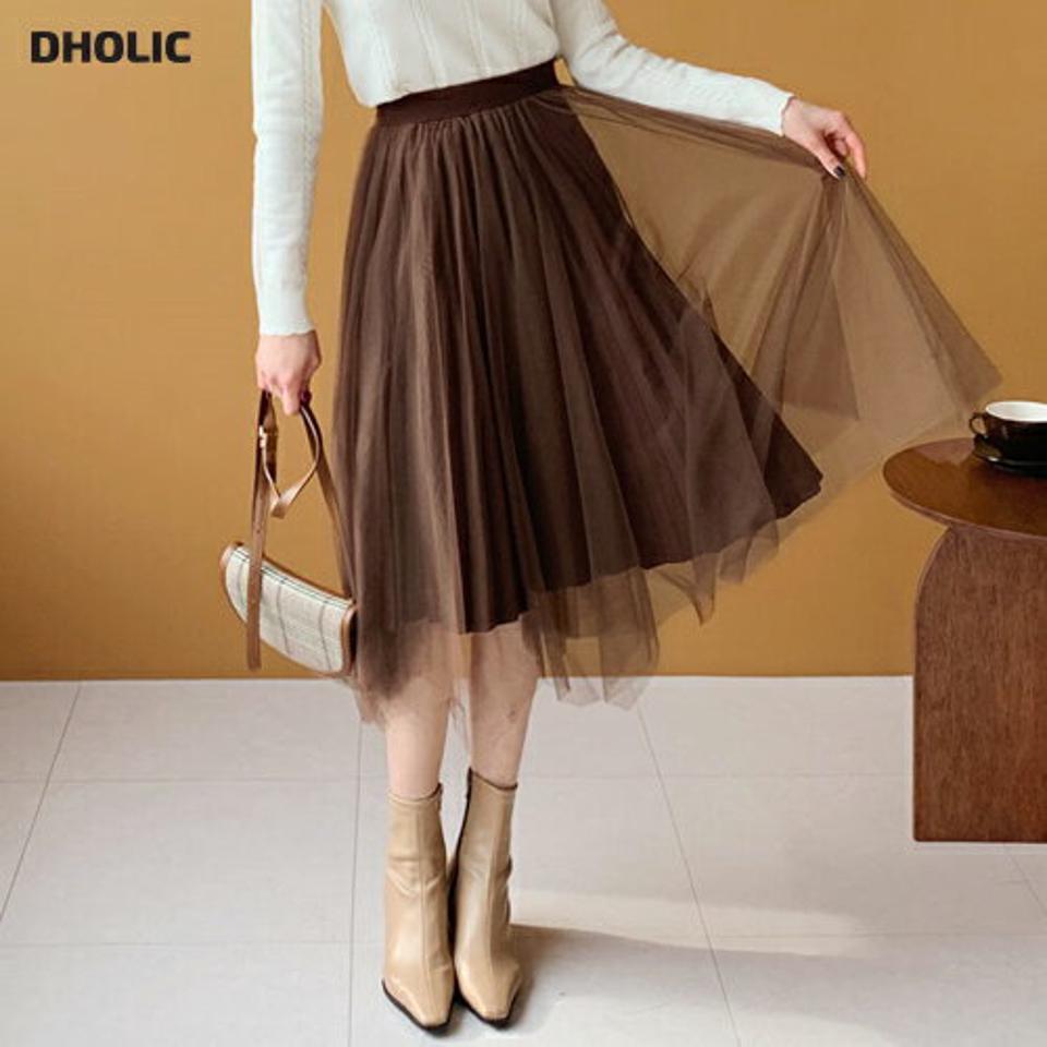 【只今セール】プリーツリバーシブルスカート・全3色・e61367 レディース 【sk】【韓国 ファッション ボトムス スカート ロング ロングスカート フレア Aライン プリーツ プリーツ シブル ニットスカート チュール リバーシブル ウエストゴム カジュアル 秋 冬】【TI】