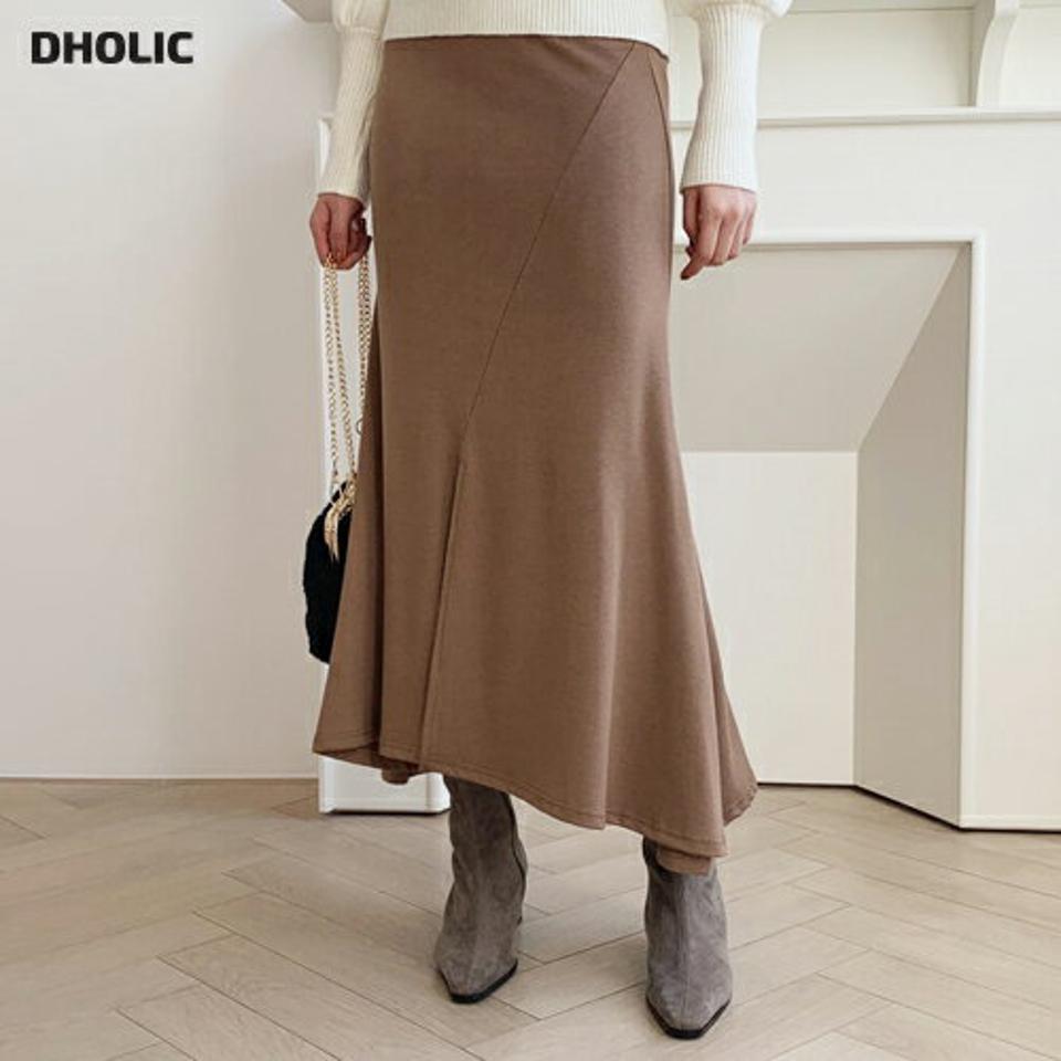 スリットフレアスカート・全3色・t61370 レディース 【sk】【韓国 ファッション ボトムス スカート フレアスカート スリム デイリー ロング ハイウエスト スリット ウエストゴム 細身 フレア やわらかい カジュアル 秋 冬】