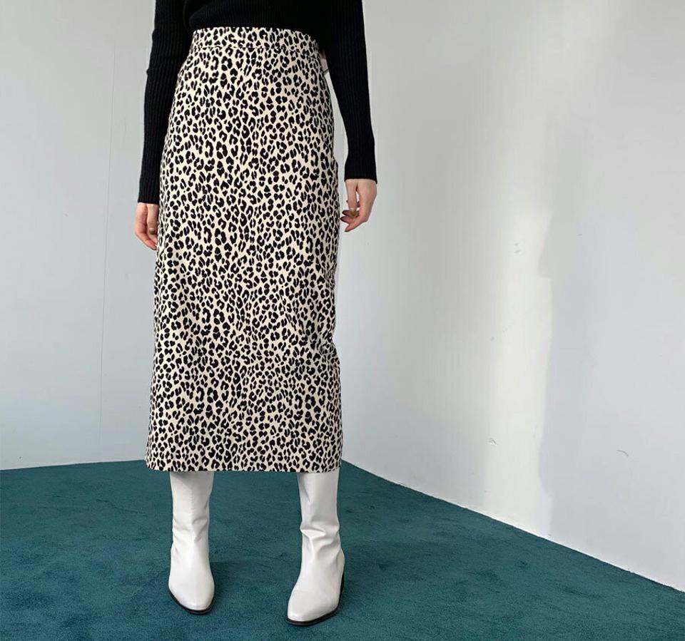 2TYPEパターンスカート・全2色・t65994 レディース 【sk】【スカート ロング ロングスカート ドット柄 レオパード柄 豹柄 ヒョウ柄 アニマル柄 Hライン カジュアル スリット 秋 冬 韓国 ファッション】【ハイホリHIHOLLI】