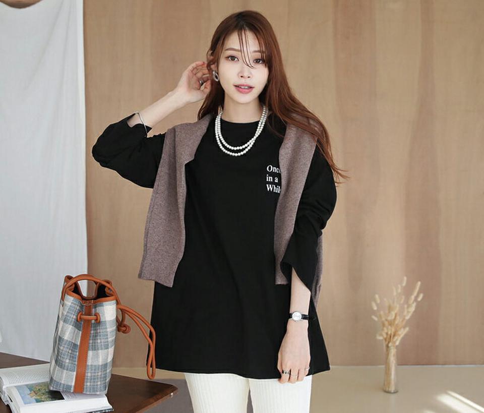 ルーズレタリングTシャツ・全3色・t66014 レディース 【tops】【トップス Tシャツ 長袖 レタリング ロゴ ロゴT ロンT カジュアル ラフ ルーズ 秋 冬 韓国 ファッション】【ハイホリHIHOLLI】