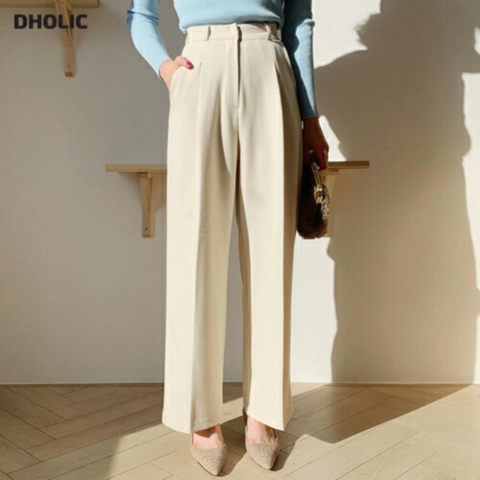 タックワイドスラックス・全2色・t61372 レディース 【pt】【韓国 ファッション ボトムス パンツ ルーズ スラックス 美脚 大人 無地 細身 ハイウエスト お仕事 オフィス タック ワイド ファスナー サイドポケット ベルトループ カジュアル 秋 冬】