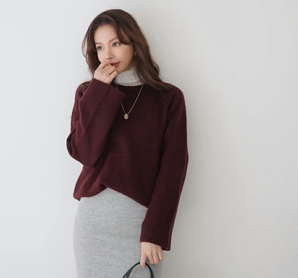 ラグランスリーブニット・全4色・b65925 レディース 【tops】【トップス ニット ニットトップス 長袖 ラグランスリーブ メランジカラー 単色 無地 シンプル カジュアル 大人 秋 冬 韓国 ファッション】【ハイホリHIHOLLI】