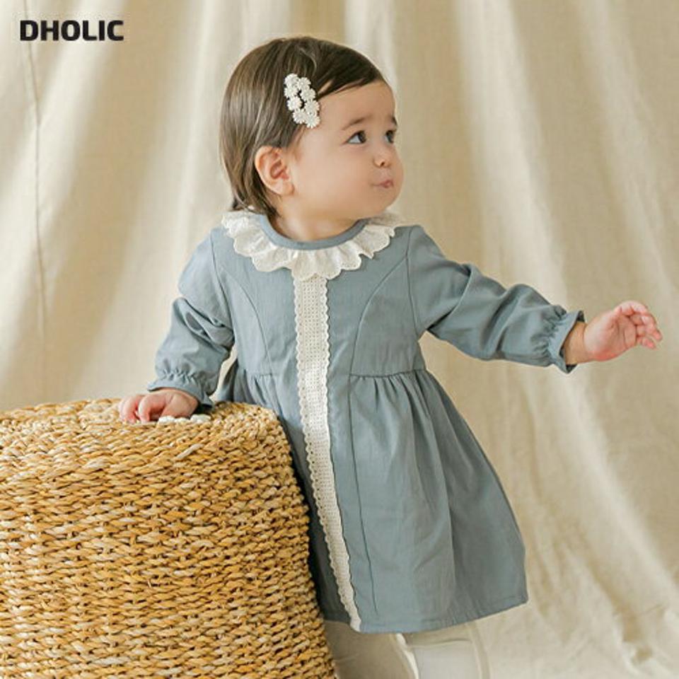 パフ袖コットンワンピース p008851 キッズ 【0~2才】【ops】【韓国 ファッション ワンピース 膝丈 フレア Aライン レース セレモニー 撮影 お出かけ 女の子キッズ 子供 子供用 ベビー 赤ちゃん ベビー用 赤ちゃん用 出産祝い 秋 冬】【KIDS】