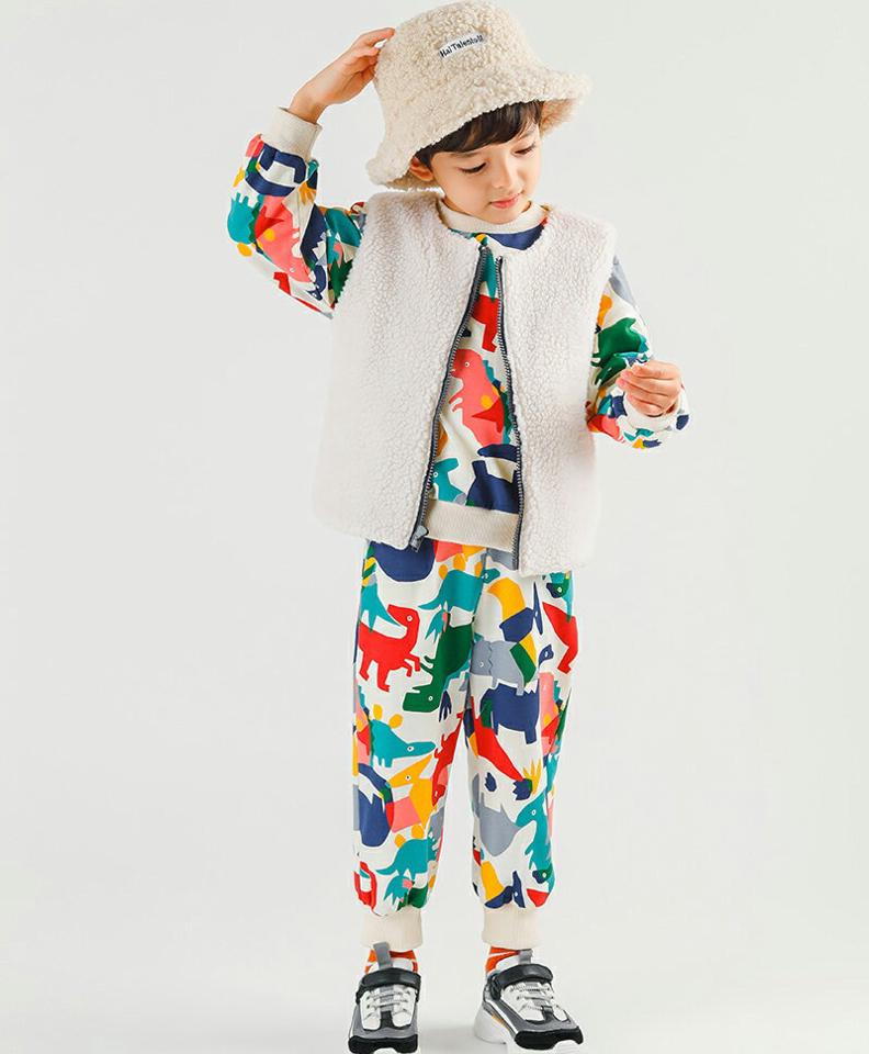 カラフルダイナソースウェット&パンツSET・p006995 キッズ【3~8才】【set】【セット セットアップ setup トップス スウェット トレーナー パンツ 長ズボン ズボン カラフル 恐竜 女の子 男の子 韓国 韓国子供服 子供 こども 子供服 こども服】【KIDS】