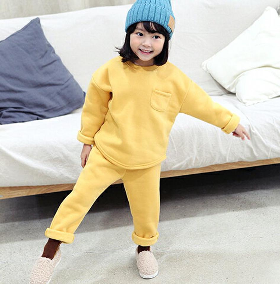 裏起毛ポケットスウェット上下SET・p010714 キッズ 【3~8才】【pt】【韓国 ファッション セットアップ トレーナー 長袖 ロング パンツ ジョガーパンツ 無地 女の子 男の子 パステルカラー キッズ 子供 子供服 幼稚園 通学 通園 低学年 秋 冬】【KIDS】