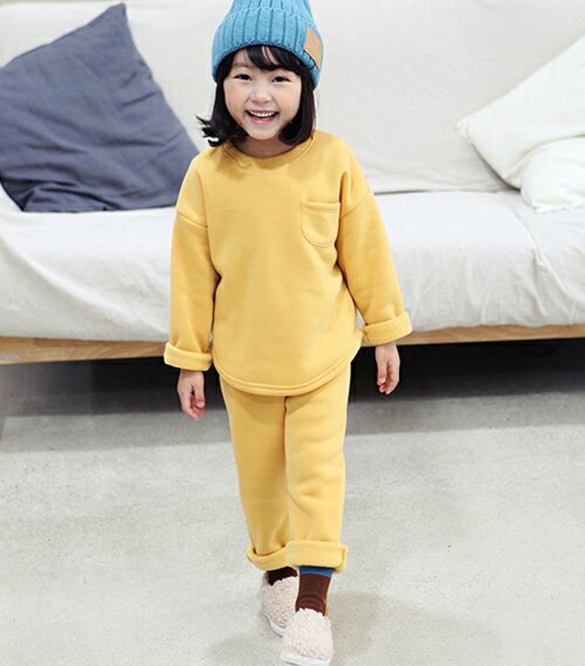 裏起毛ポケットスウェット上下SET・p010714 キッズ 【3~8才】【pt】【韓国 ファッション セットアップ トレーナー 長袖 ロング パンツ ジョガーパンツ 無地 女の子 男の子 パステルカラー キッズ 子供 子供服 幼稚園 通学 通園 低学年 秋 冬】【KIDS】