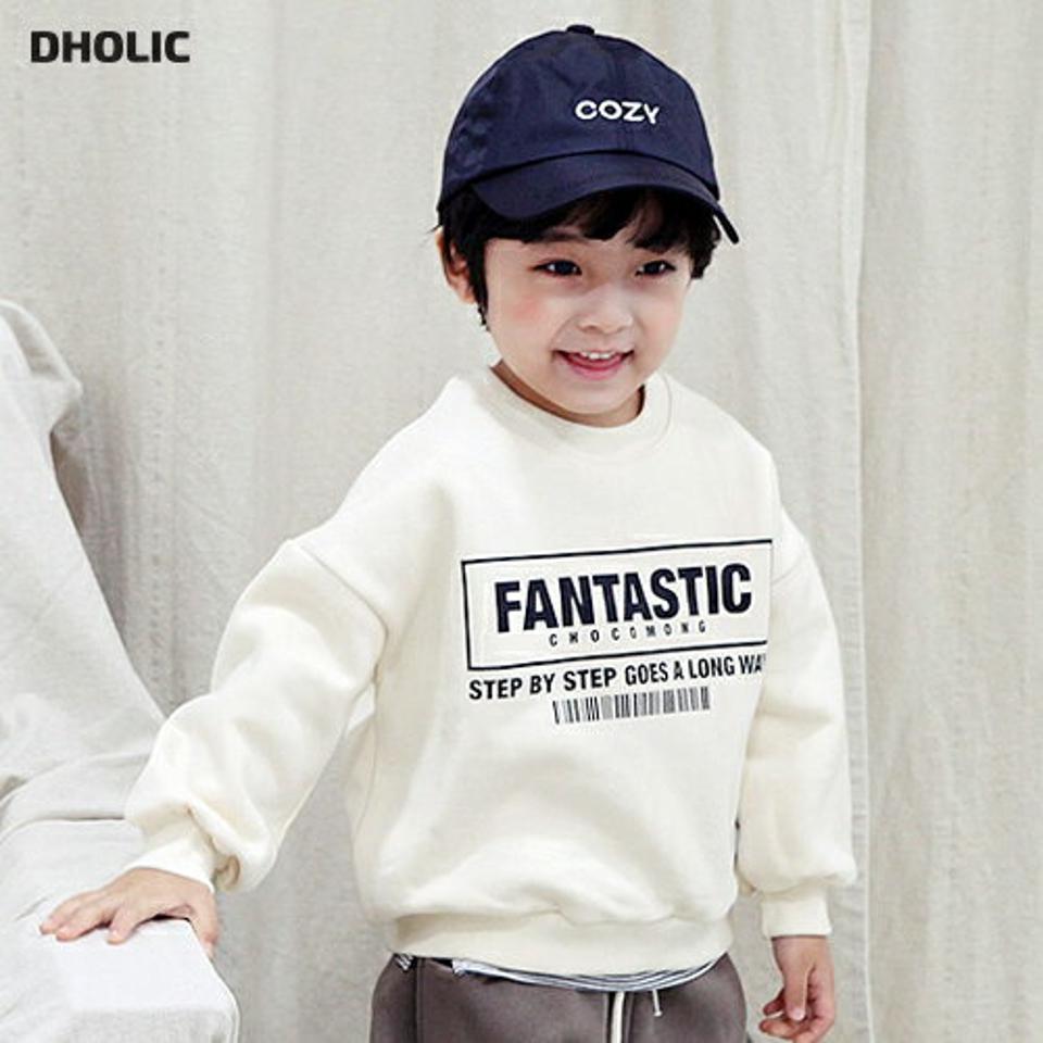 両起毛バーコードロゴスウェット・p010772 キッズ 【3~8才】【tops】【韓国 ファッション トップス スウェット トレーナー 長袖 女の子 男の子 Tシャツ デイリー ルーズ ゆったり レタリング キッズ 子供服 幼稚園 通学 通園 低学年 秋 冬】【KIDS】