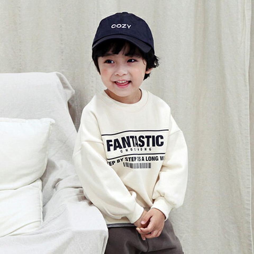 両起毛バーコードロゴスウェット・p010772 キッズ 【3~8才】【tops】【韓国 ファッション トップス スウェット トレーナー 長袖 女の子 男の子 Tシャツ デイリー ルーズ ゆったり レタリング キッズ 子供服 幼稚園 通学 通園 低学年 秋 冬】【KIDS】