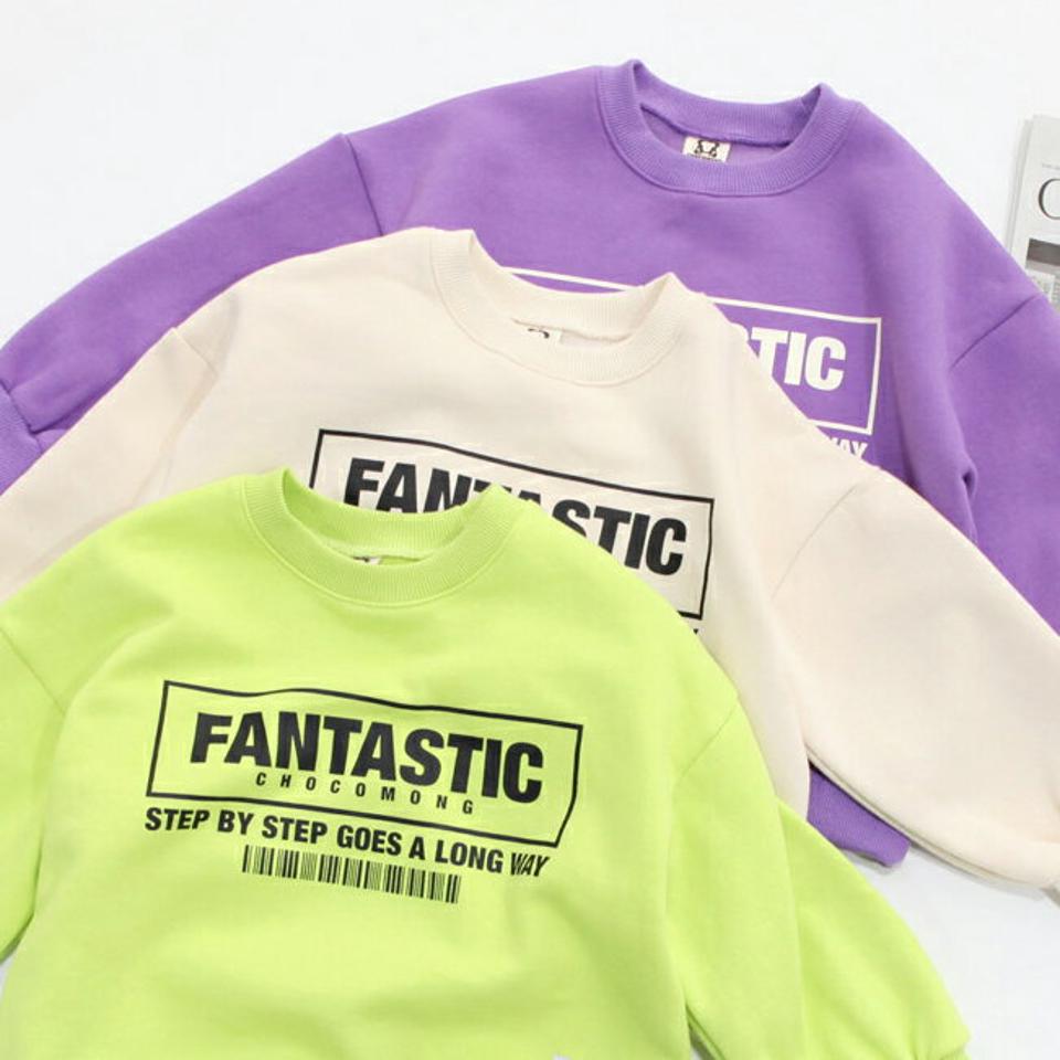 両起毛バーコードロゴスウェット・p010772 キッズ 【3~8才】【tops】【韓国 ファッション トップス スウェット トレーナー 長袖 女の子 男の子 Tシャツ デイリー ルーズ ゆったり レタリング キッズ 子供服 幼稚園 通学 通園 低学年 秋 冬】【KIDS】