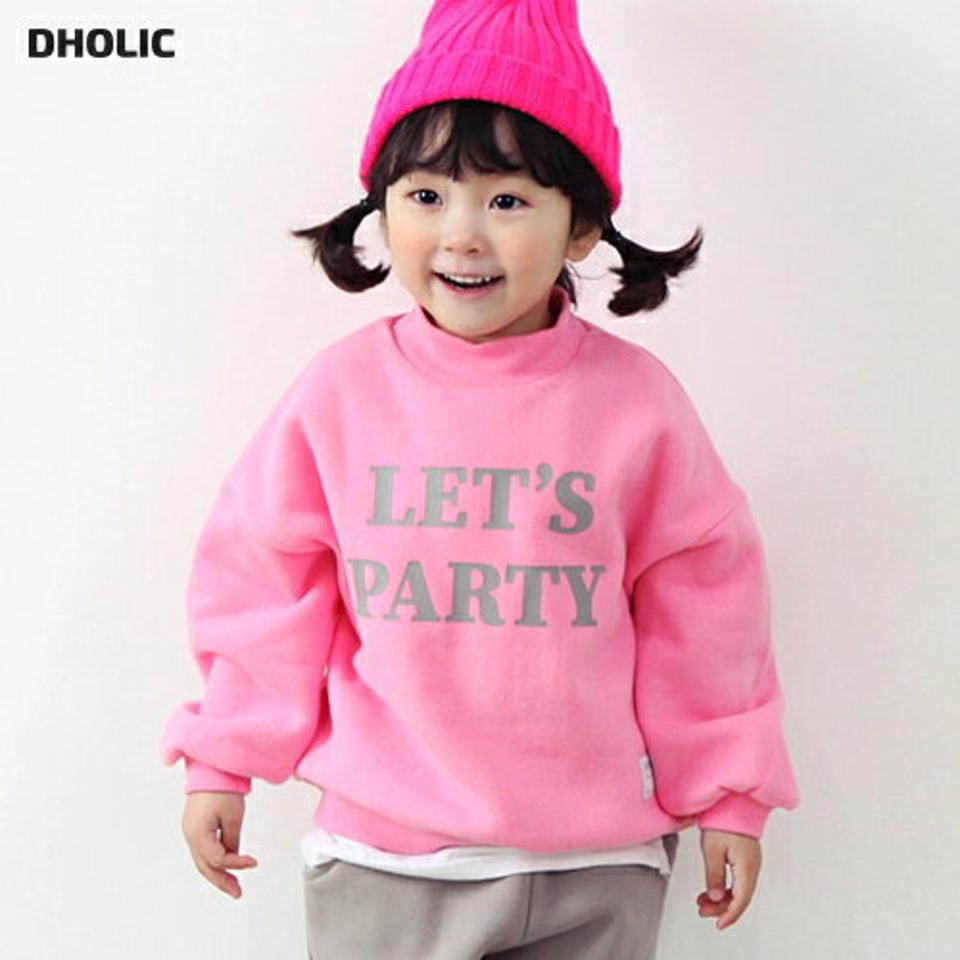 両起毛PARTYスウェット・p010786 キッズ 【3~8才】【tops】【韓国 ファッション トップス スウェット トレーナー 長袖 女の子 男の子 Tシャツ デイリー ベーシック ルーズ ゆったり レタリング キッズ 子供服 幼稚園 通学 通園 低学年 秋 冬】【KIDS】