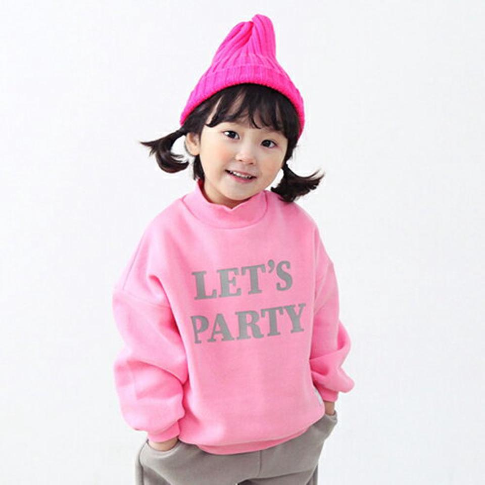 両起毛PARTYスウェット・p010786 キッズ 【3~8才】【tops】【韓国 ファッション トップス スウェット トレーナー 長袖 女の子 男の子 Tシャツ デイリー ベーシック ルーズ ゆったり レタリング キッズ 子供服 幼稚園 通学 通園 低学年 秋 冬】【KIDS】