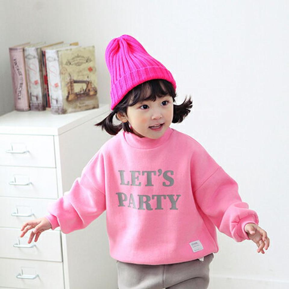 両起毛PARTYスウェット・p010786 キッズ 【3~8才】【tops】【韓国 ファッション トップス スウェット トレーナー 長袖 女の子 男の子 Tシャツ デイリー ベーシック ルーズ ゆったり レタリング キッズ 子供服 幼稚園 通学 通園 低学年 秋 冬】【KIDS】