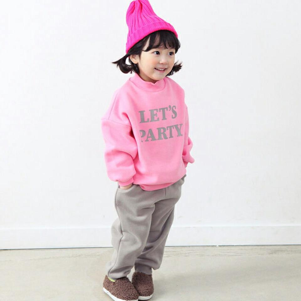 両起毛PARTYスウェット上下SET・p010789 キッズ 【3~8才】【pt】【韓国 ファッション セットアップ スウェット トレーナー 長袖 ロング パンツ ジョガーパンツ 無地 女の子 男の子 キッズ 子供 子供服 幼稚園 通学 通園 低学年 秋 冬】【KIDS】