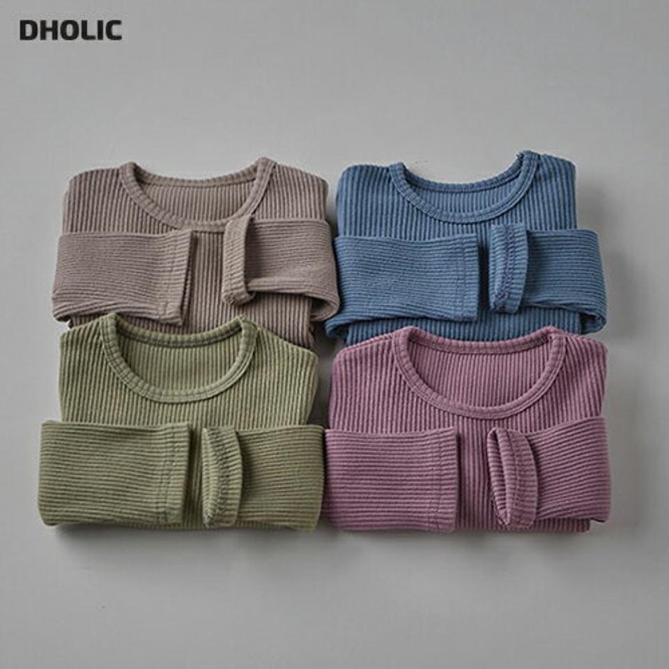 リブルームウェア上下SET(junior)・u10663 キッズ【9~17才】【uw】【ルームウェア パジャマ 部屋着 トップス 長袖 パンツ ズボン 単色 無地 シンプル リブ 長ズボン 女の子 男の子 韓国 韓国子供服 子供 こども 子供服 こども服】【KIDS】