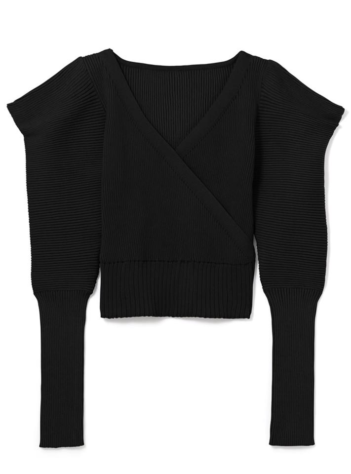 パワショルカシュクールショートニットトップス